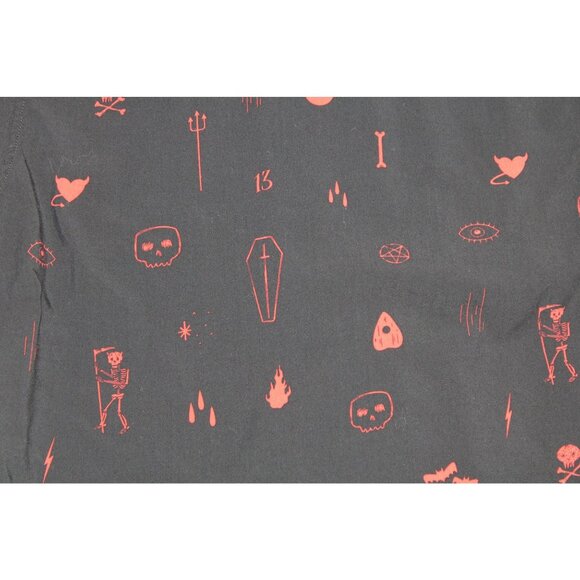 Hot Topic Black Short Sleeve Button Down Halloween Symbols Shirt Mens Medium - Picture 4 of 5